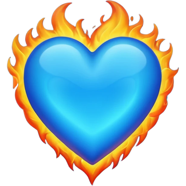 Mavi ateşli mavi kalp emoji