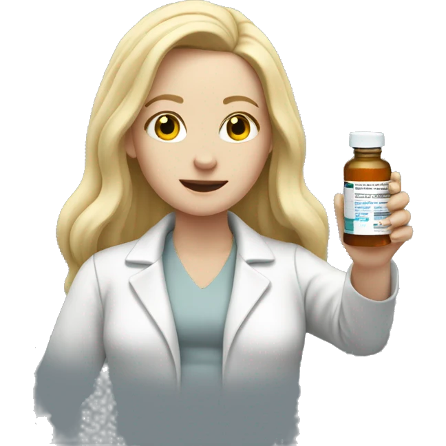 White lady with long blonde hair giving herself a shot of medicine emoji