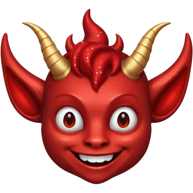 red glitter smilling imp emoji