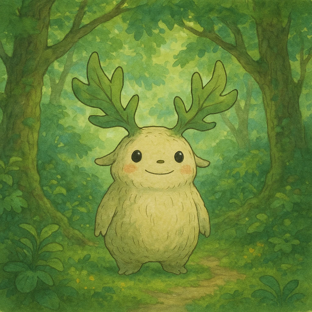 a whimsical forest spirit in Ghibli style emoji