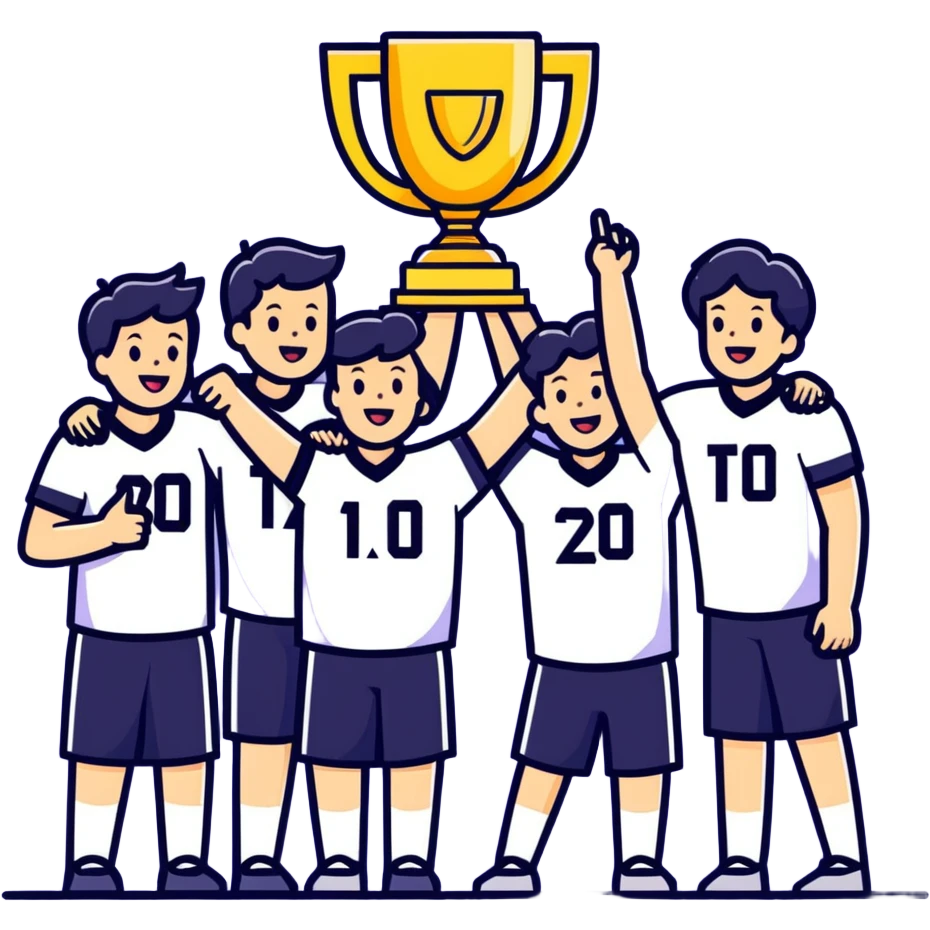team celebrating with trophy emoji