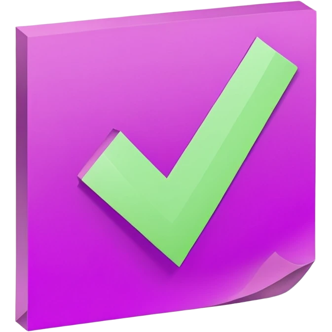 purple post-it note with green checkmark emoji