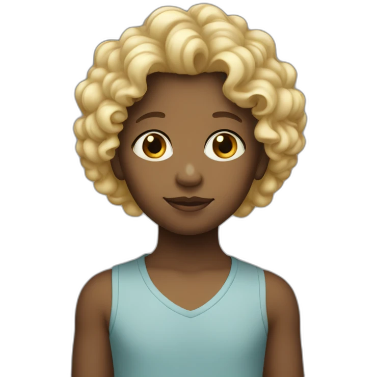 Black curly Kid with blond white mother emoji