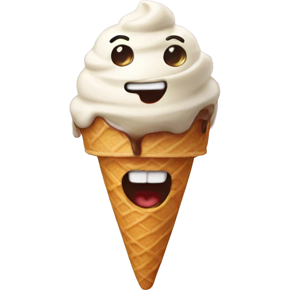 Smile face eating ice cream emoji