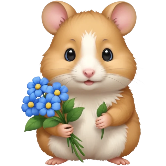 Hamster holding blue flowers emoji