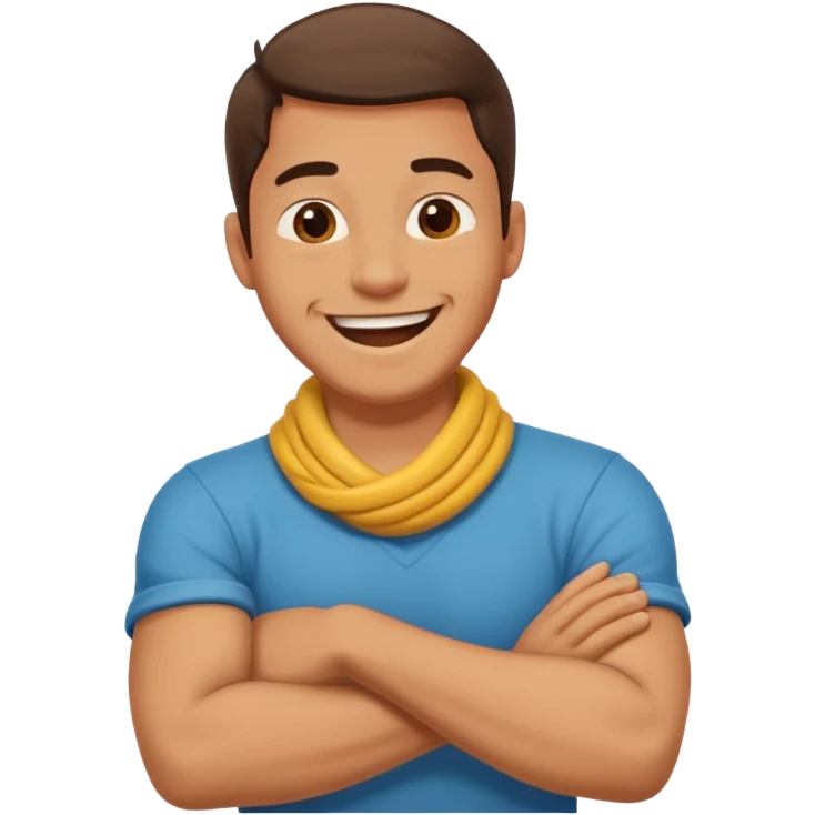 Arms crossed holding neck laughing guy emoji