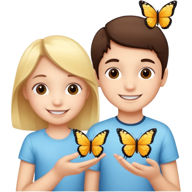 kids with buffterfly emoji