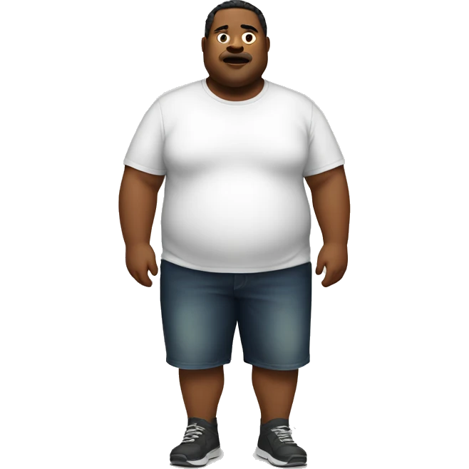 a fat man wear a fat text tshirt emoji