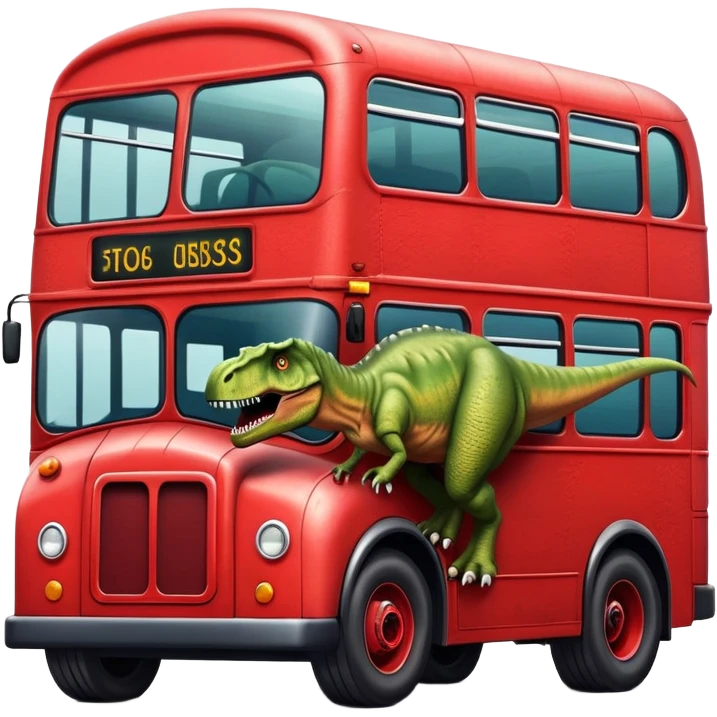 Red bus t-rex  emoji