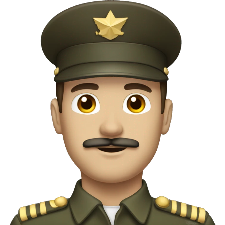 brown haired man with mustache and military uniform  emoji