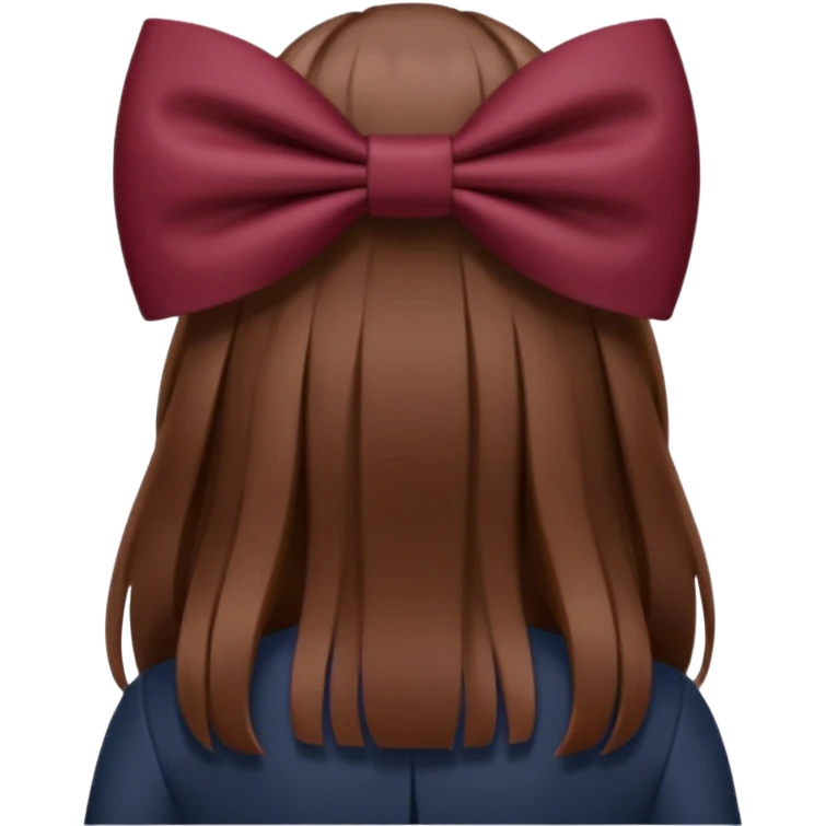 brown open hair from behind with a burgundy bow emoji