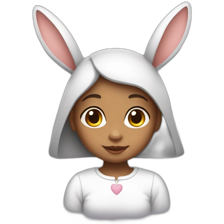 una niña con conejo blanco emoji