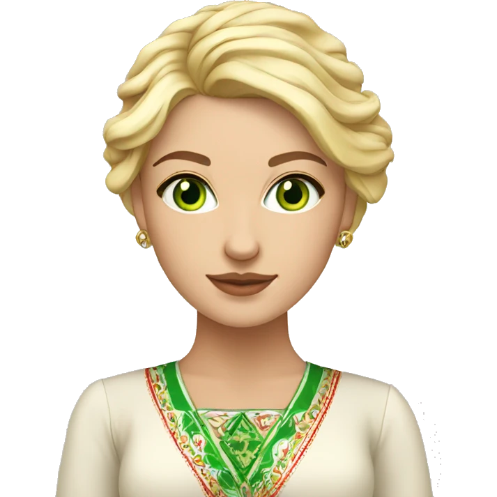 bulgarian blonde woman green eyes and traditional dress emoji