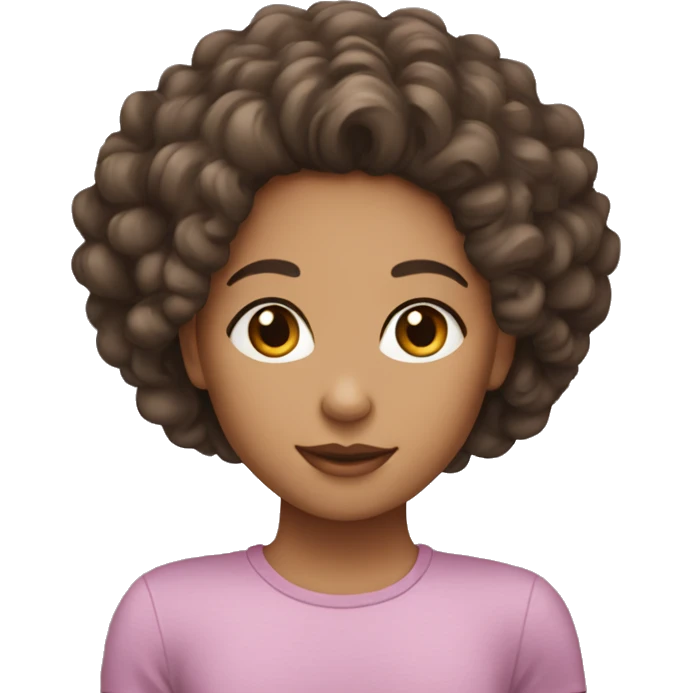 a girl who’s lightskin with curly 4b hair emoji