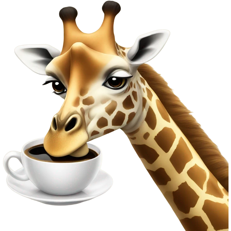 Giraffe with a cup of coffee emoji