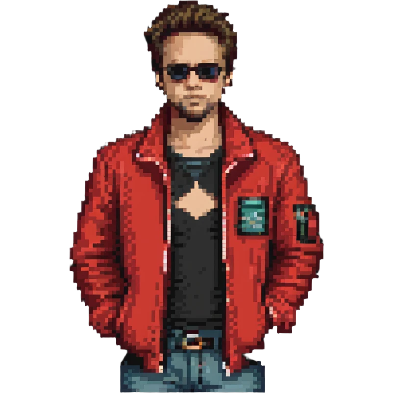 Tyler Durden wearing a red jacket emoji