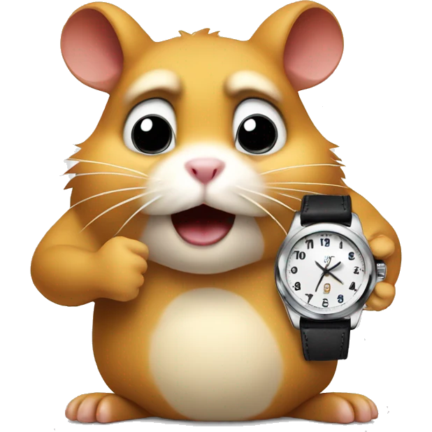 Angry hamster looking at his watch emoji