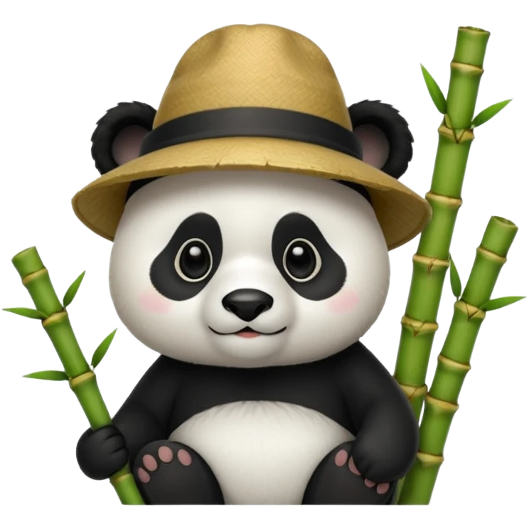 panda wearing hat with bamboo emoji