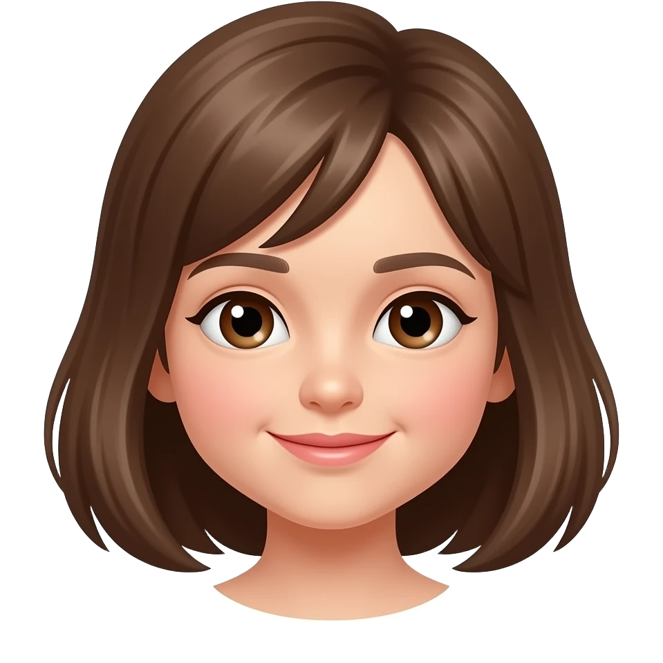 Niña pequeña con pelo castaño liso y ojos marrones SIN FLEQUILLO emoji