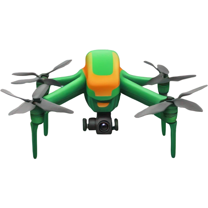 Green and orange drone emoji
