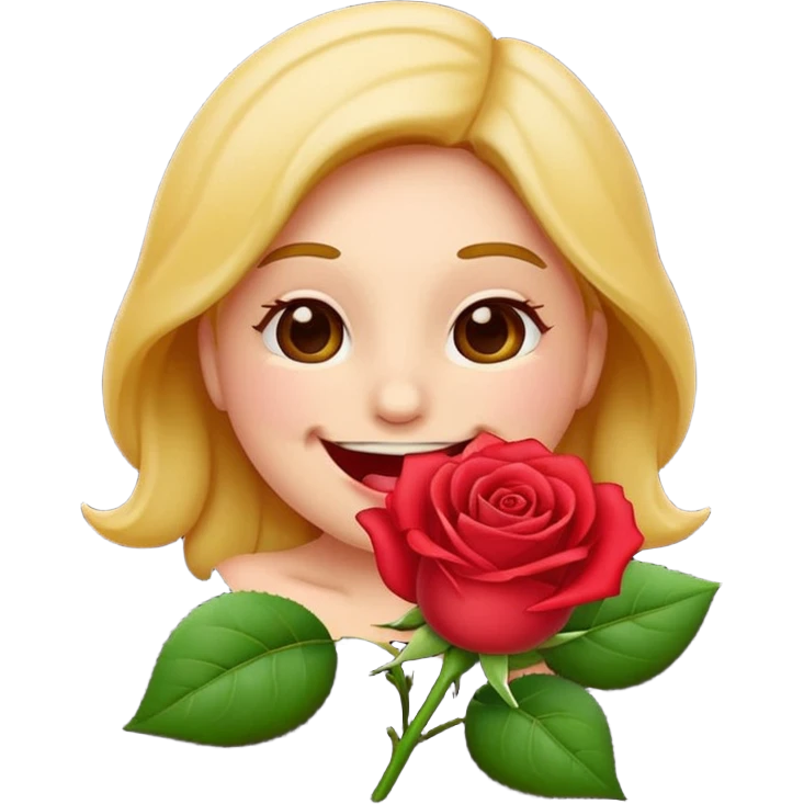 Normal emoji biting a rose flower  emoji