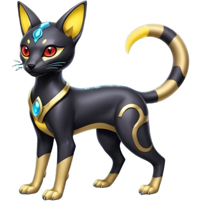 Futuristic Glowing shiny Bastet-Umbreon-Salandit-fusion (full body) emoji