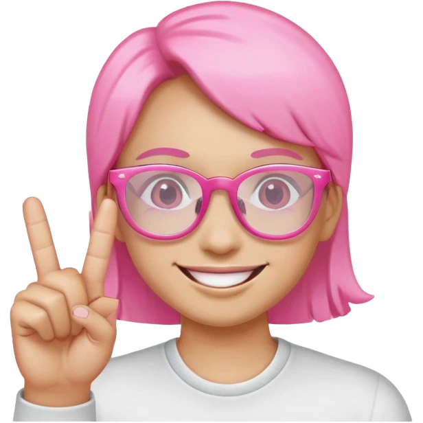 Smiling with pink glasses and middle finger up  emoji