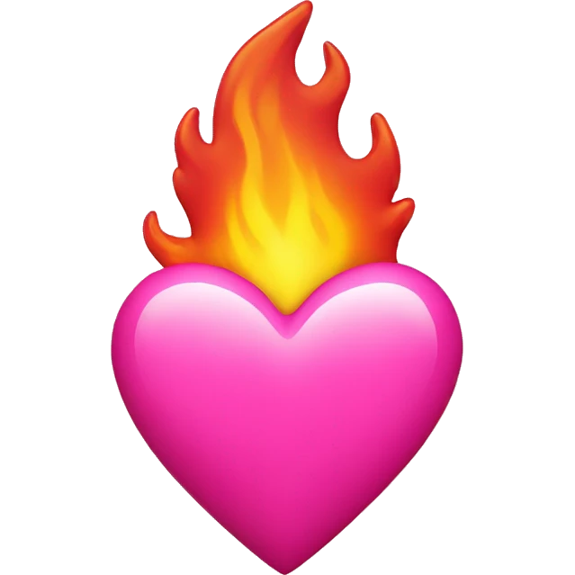 glossy pink heart on fire emoji