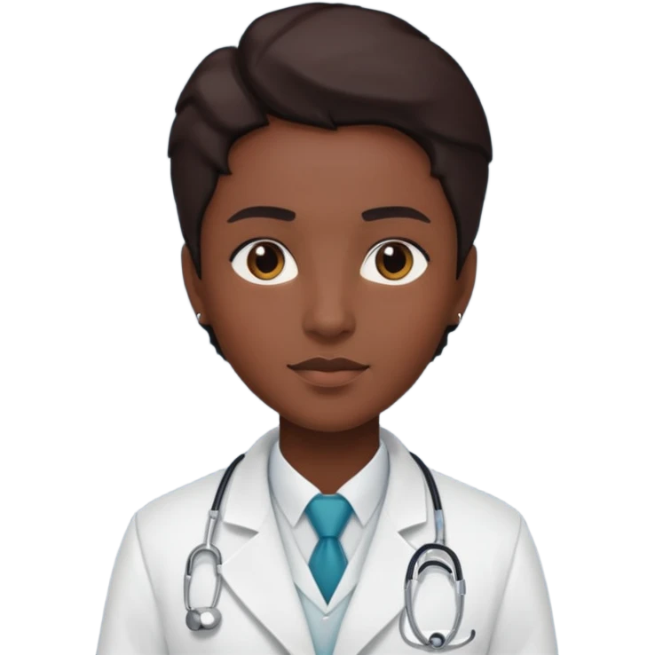 androgynous dark tone skin physician, NO stethoscope around neck emoji
