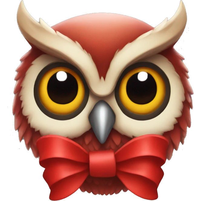 red war owl with red bow emoji