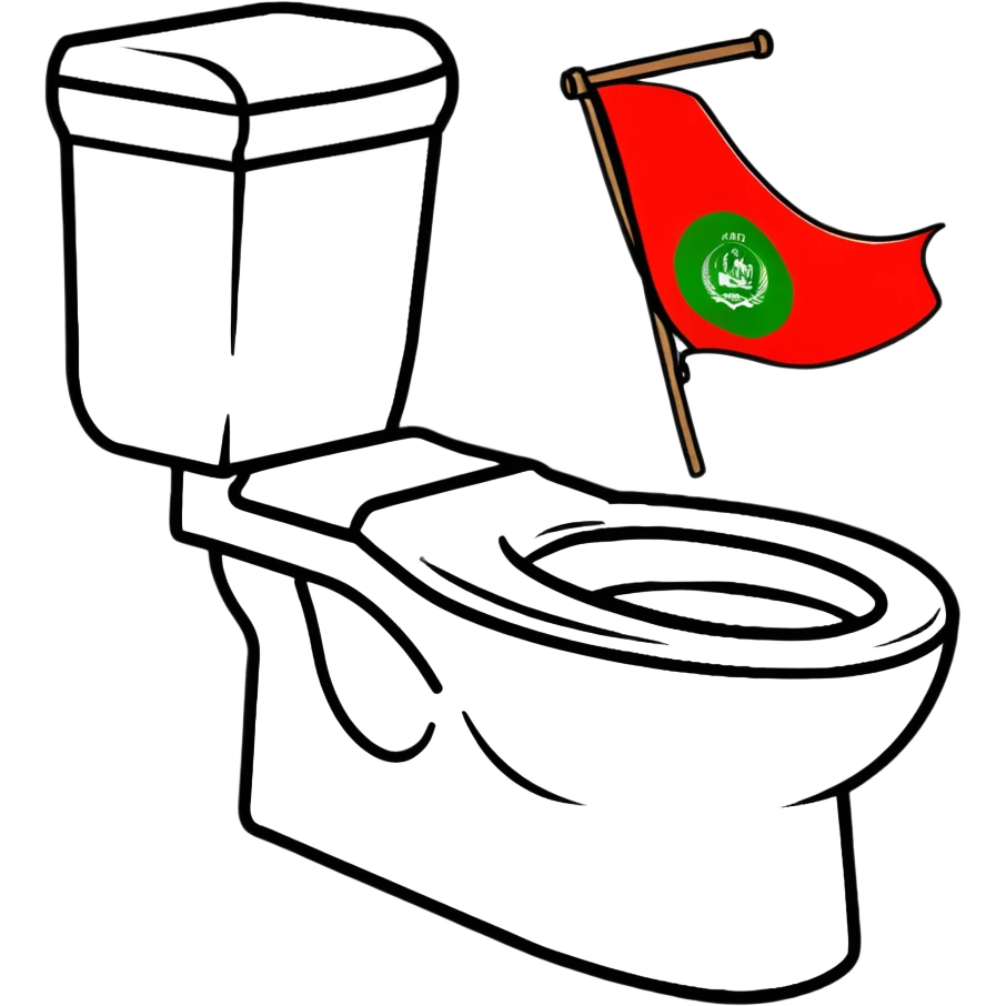 skibidi toilet with Afghanistan flag as a cape emoji
