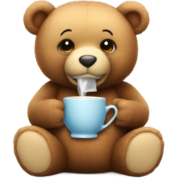 teddy bear drinks tea emoji