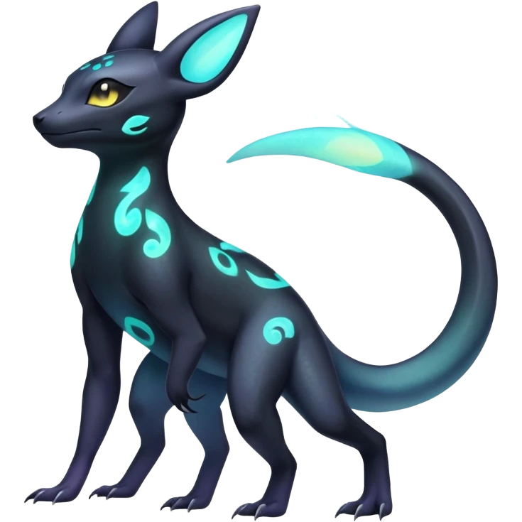 Ethereal Pastel Nebulae Exotic Salandit-Umbreon-Fakémon-hybrid-creature (full body)  emoji
