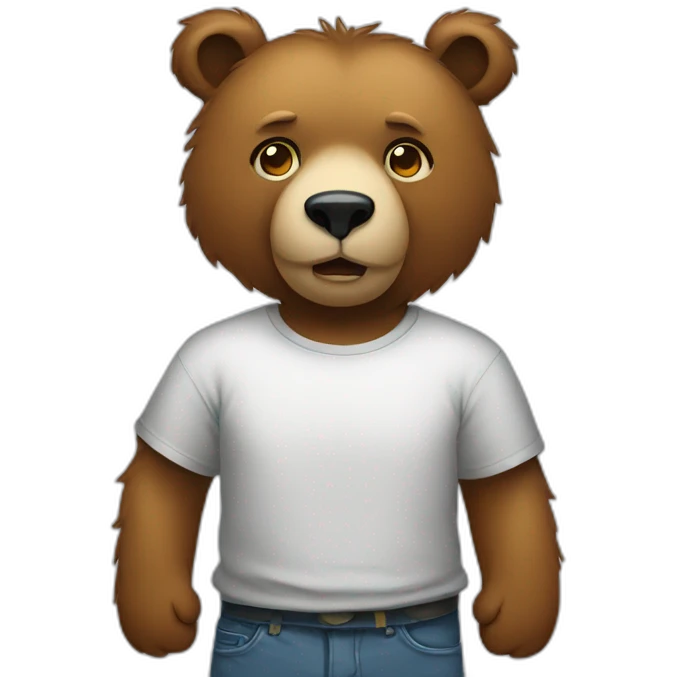 bear stand back wearing tshirt emoji