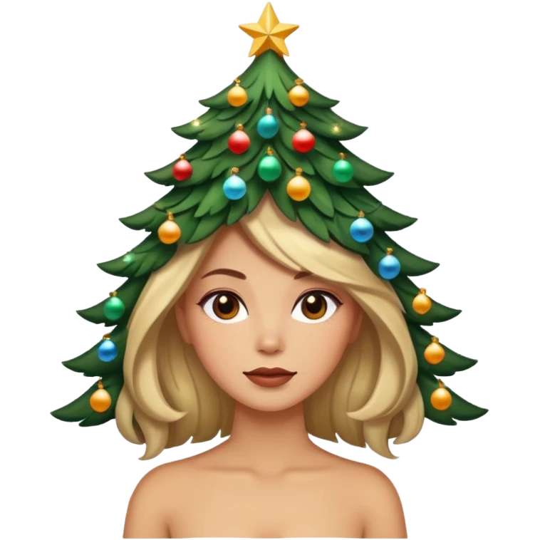 a woman whose hair is a Christmas tree emoji