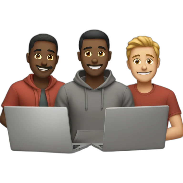 three dudes with laptops emoji