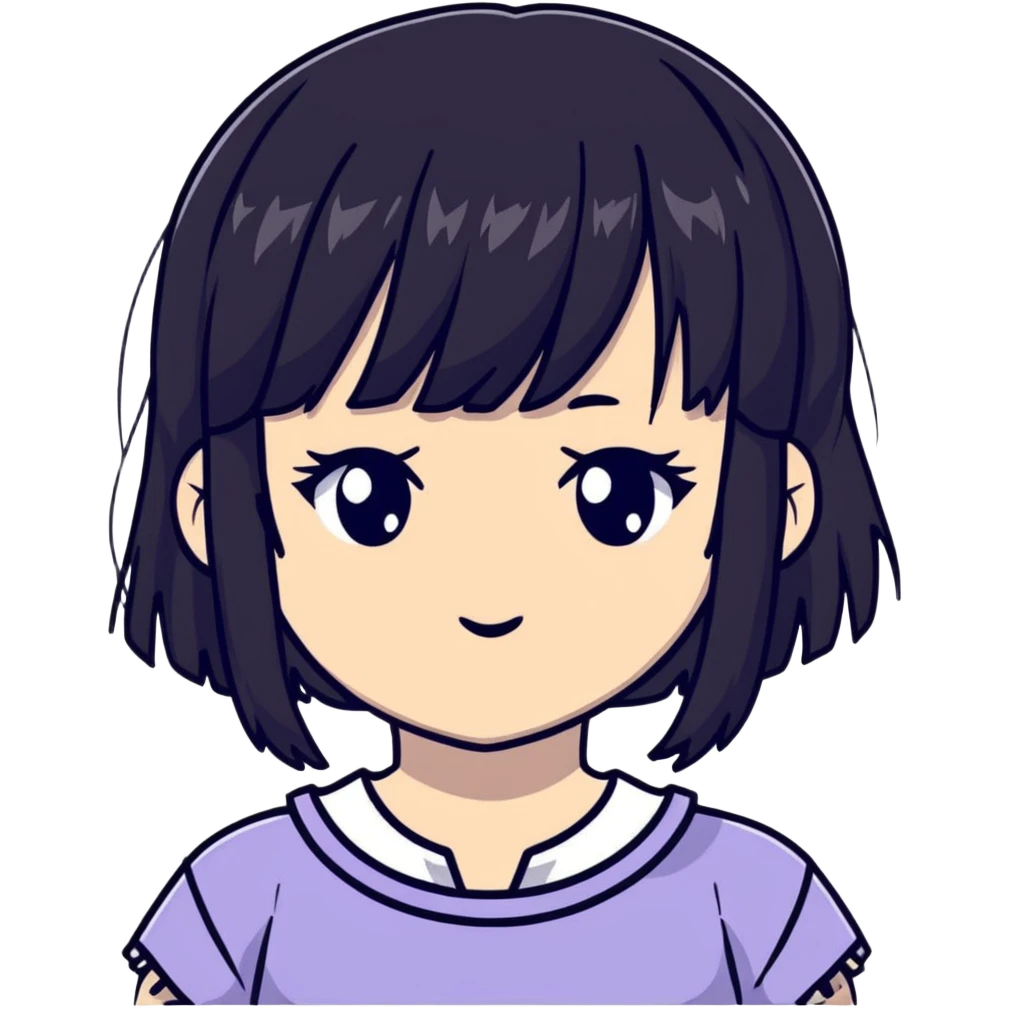 anime girl with black bangs emoji