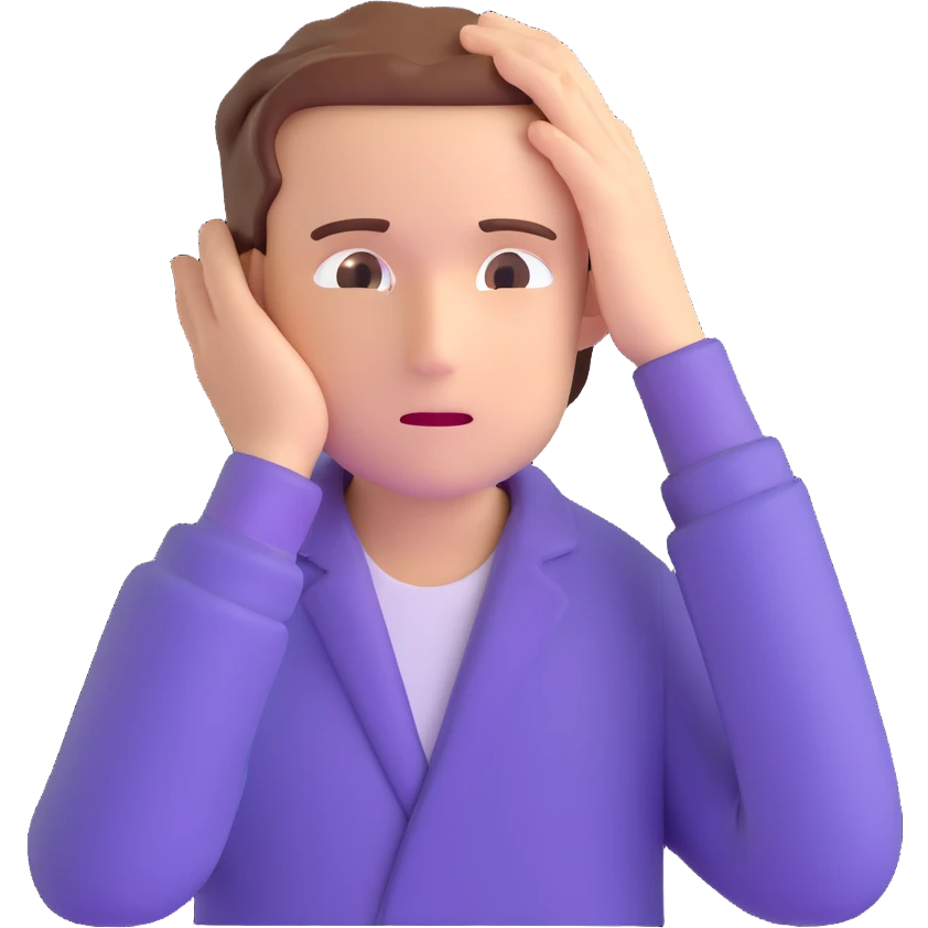 person with a headache, holding forehead, blue background emoji