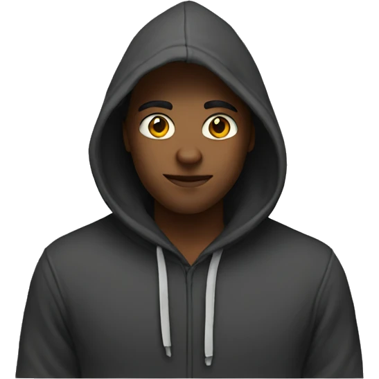 Dos wearing hoodie emoji