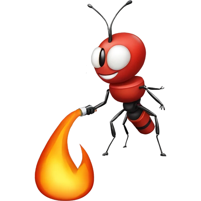 Ant on fire guy with fire extinguisher emoji