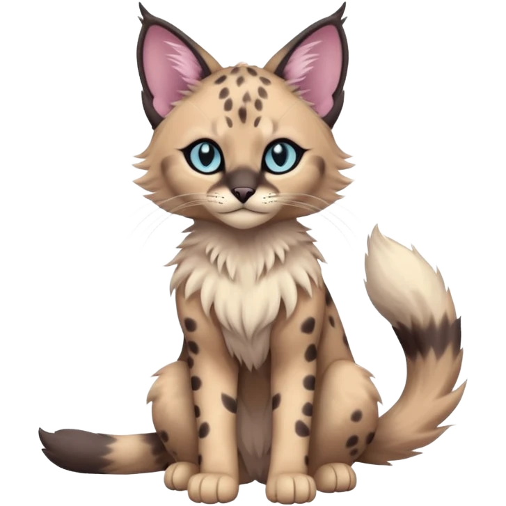 Dark Edgy Cute Pastel Ragdoll-Caracal-Cheetah-Fakémon-Lykoi-feline-hybrid (full body) emoji