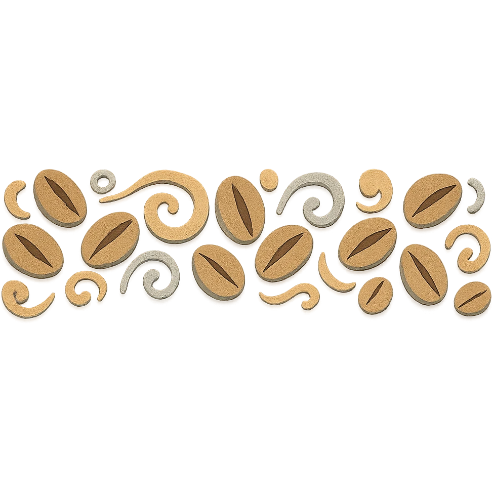 seamless coffee bean border with swirls, soft pastel colors emoji