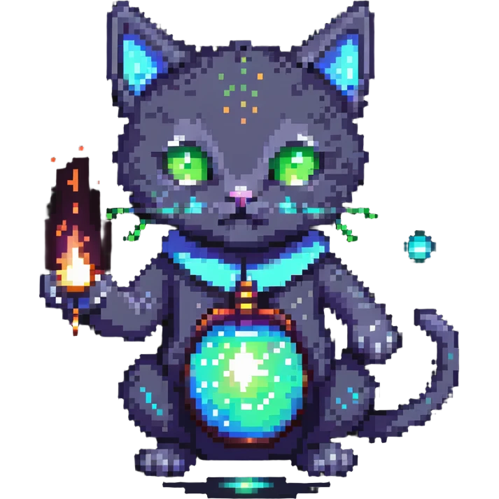 alien cat performing magic with glowing effects emoji