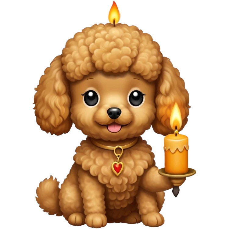 toy poodle holding a candle emoji