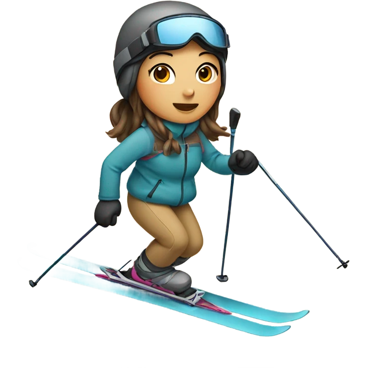 Tan Asian girl skiing emoji