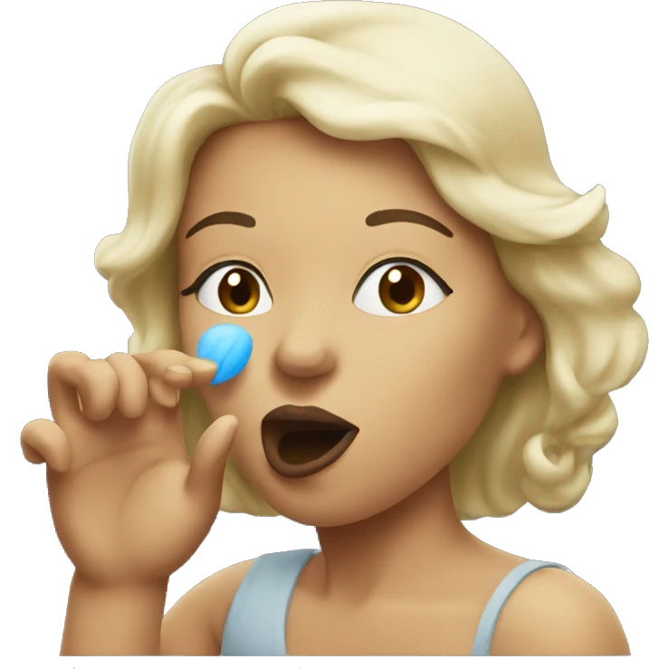 A woman blowing a kiss emoji