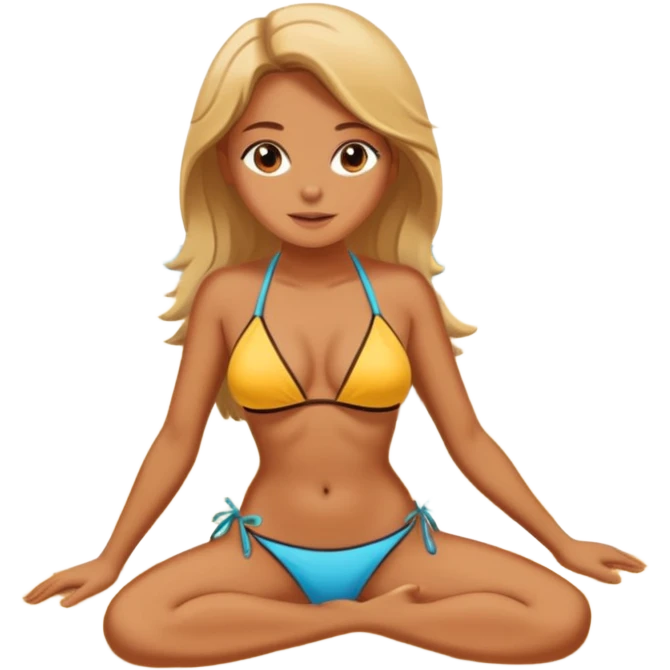 Chica tomando el sol en una playa emoji