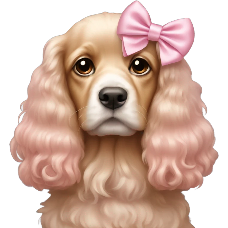 light pink bow on cockerspanial emoji