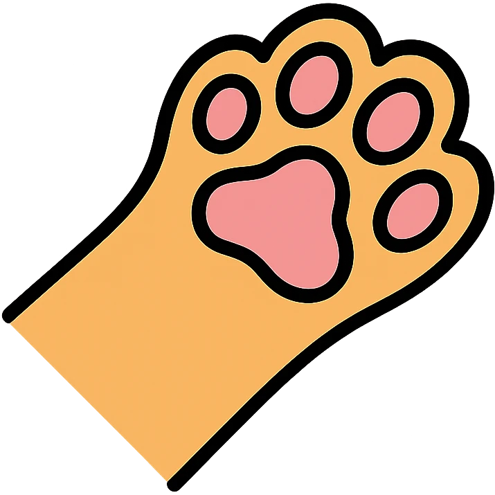 Cat paw reaching forward with pink pads, gentle feline paw with soft pink cushions emoji