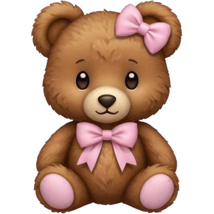 Brown teddy bear with a light pink bow emoji